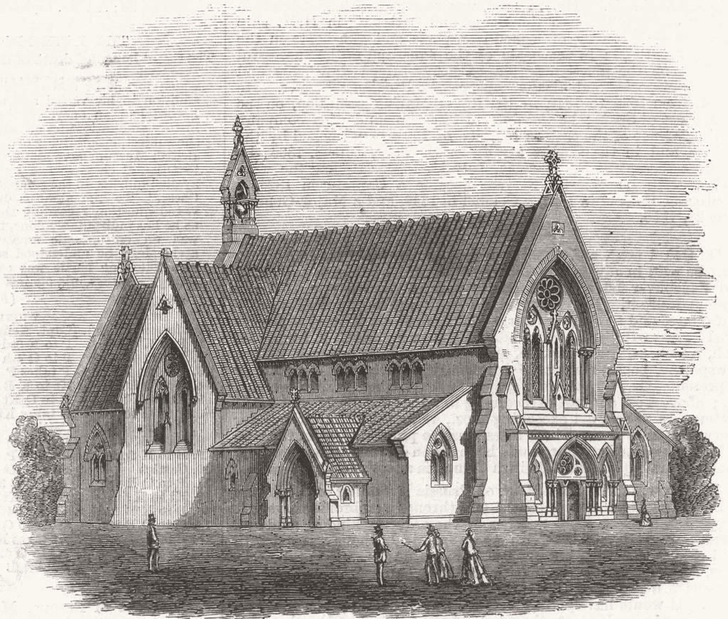 YORKS. Neeps End Church, Sheffield 1868 old antique vintage print picture